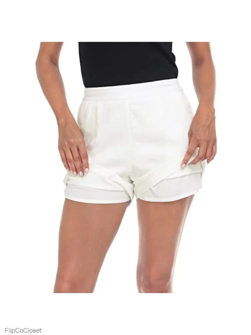 High Waisted Linen Blend Pull On Dressy Summer Shorts with Pockets